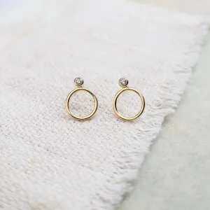 CZ Gold Circle Stack Post Earrings