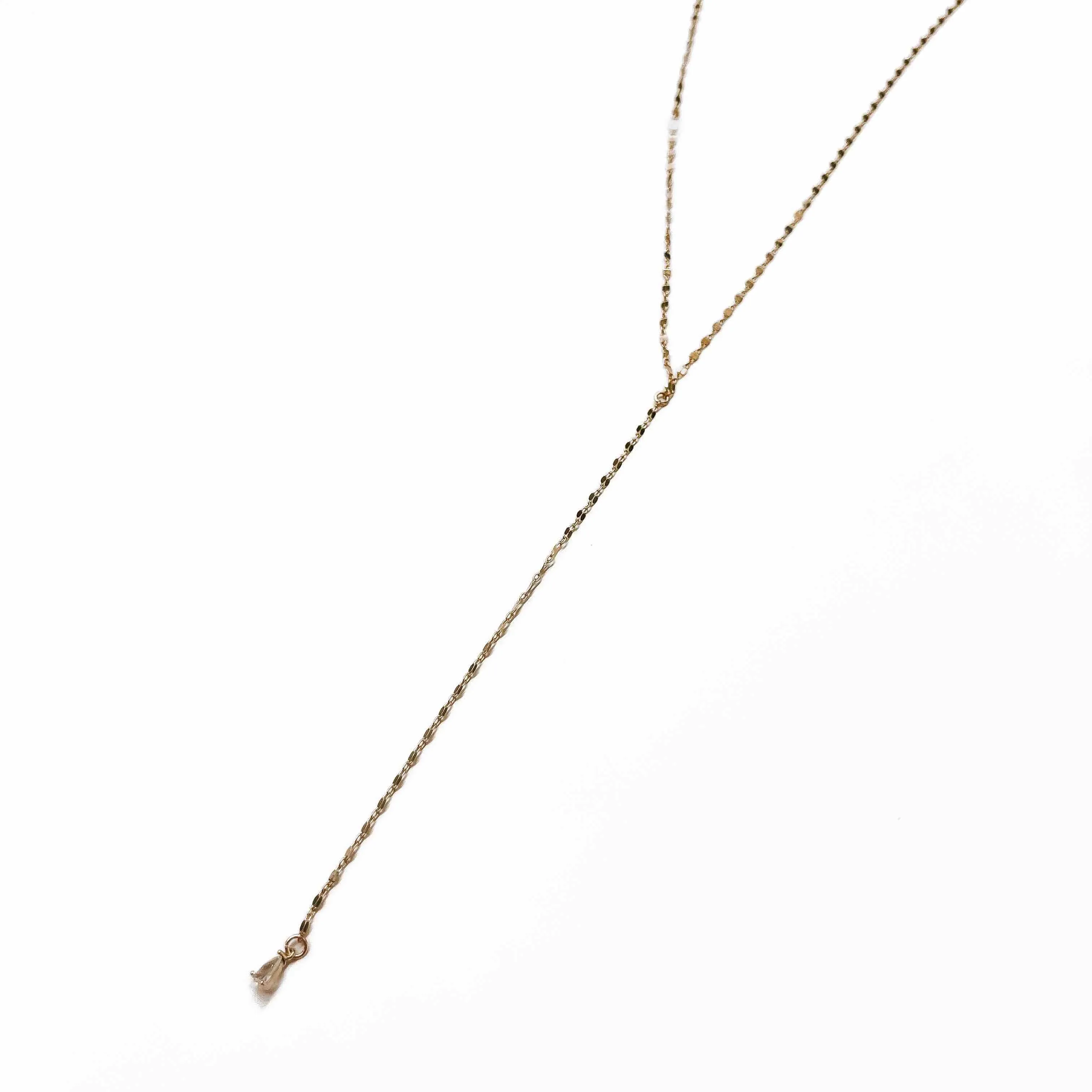 Dainty Diamond Gold Teardrop Y Necklace