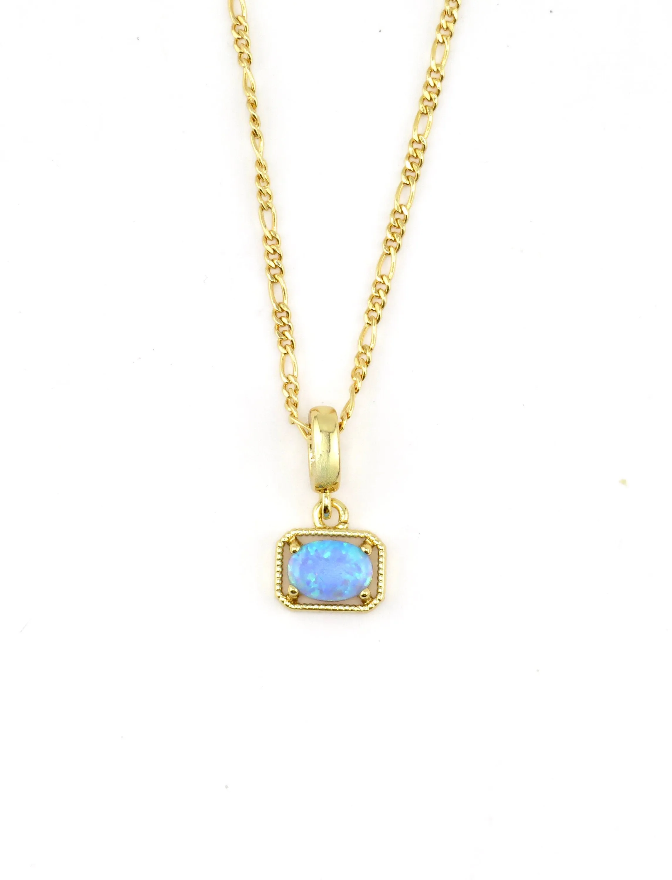 Deco Framed Blue Opal Necklace