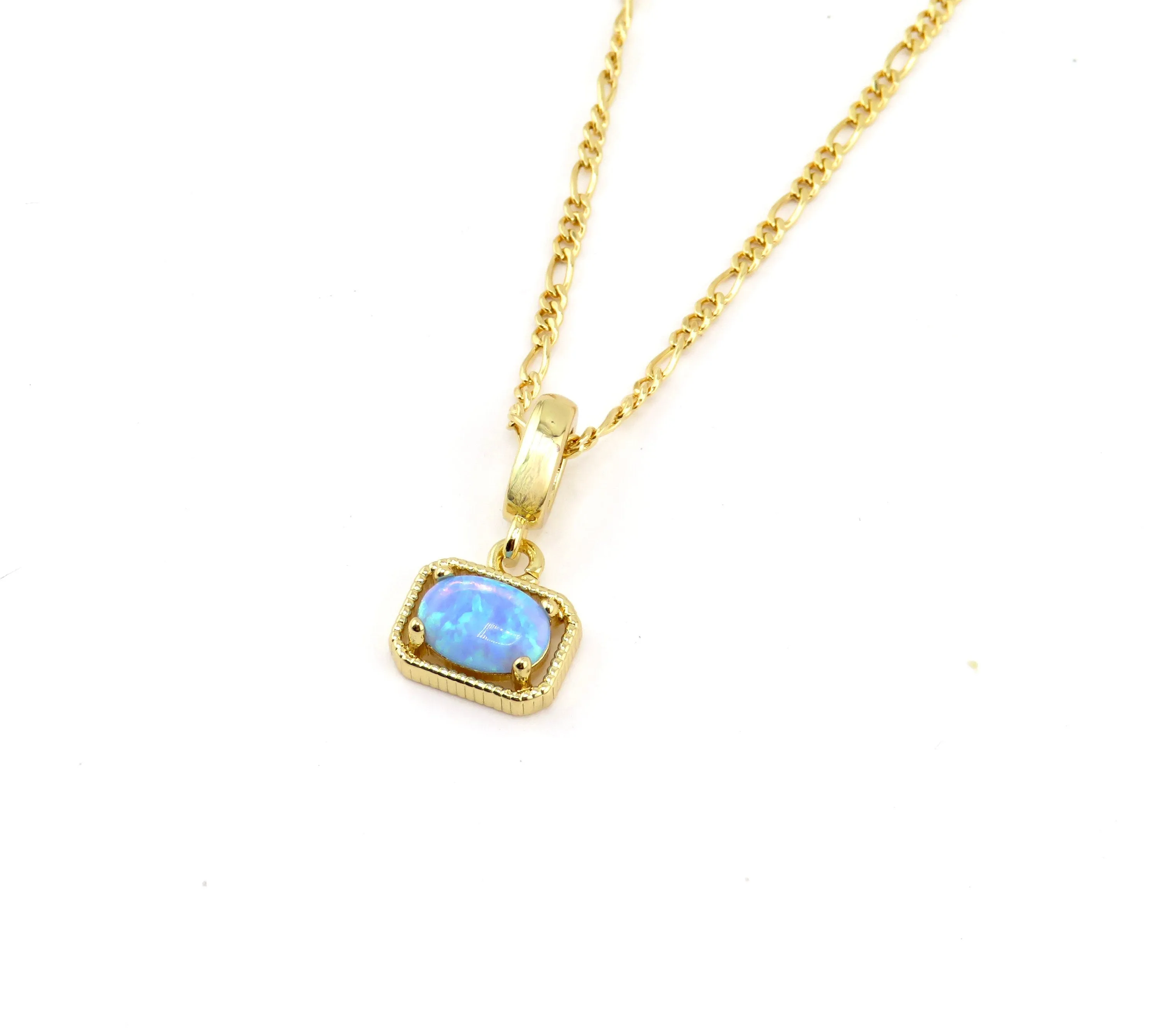 Deco Framed Blue Opal Necklace