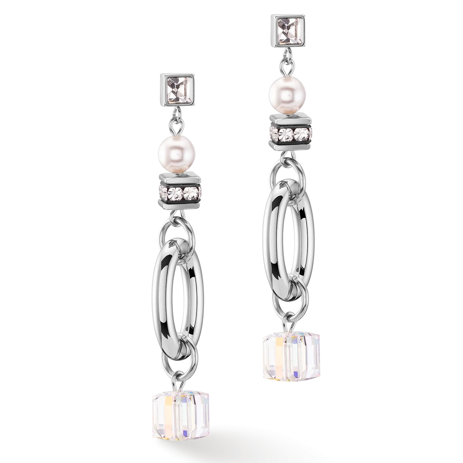 Earrings Chunky Chain & Cubes Runway Exlusive silver