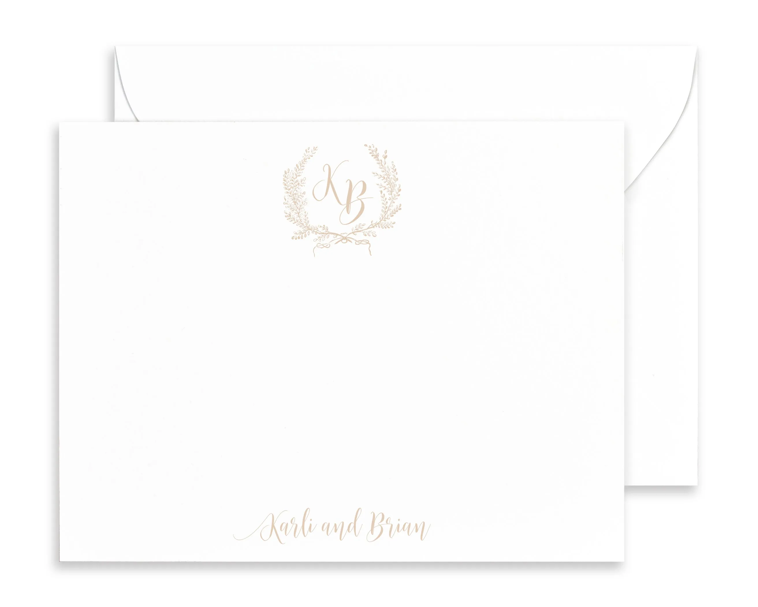 Elegant Laurel Crest Monogram Note Cards