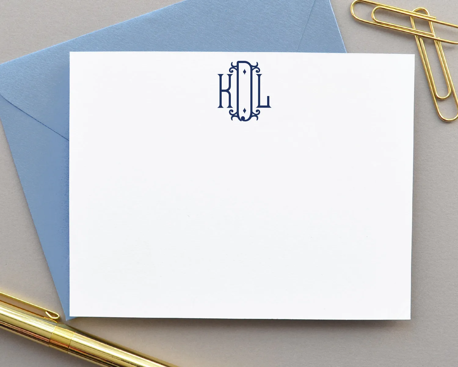 Elegant Monogrammed Note Cards with Envelopes