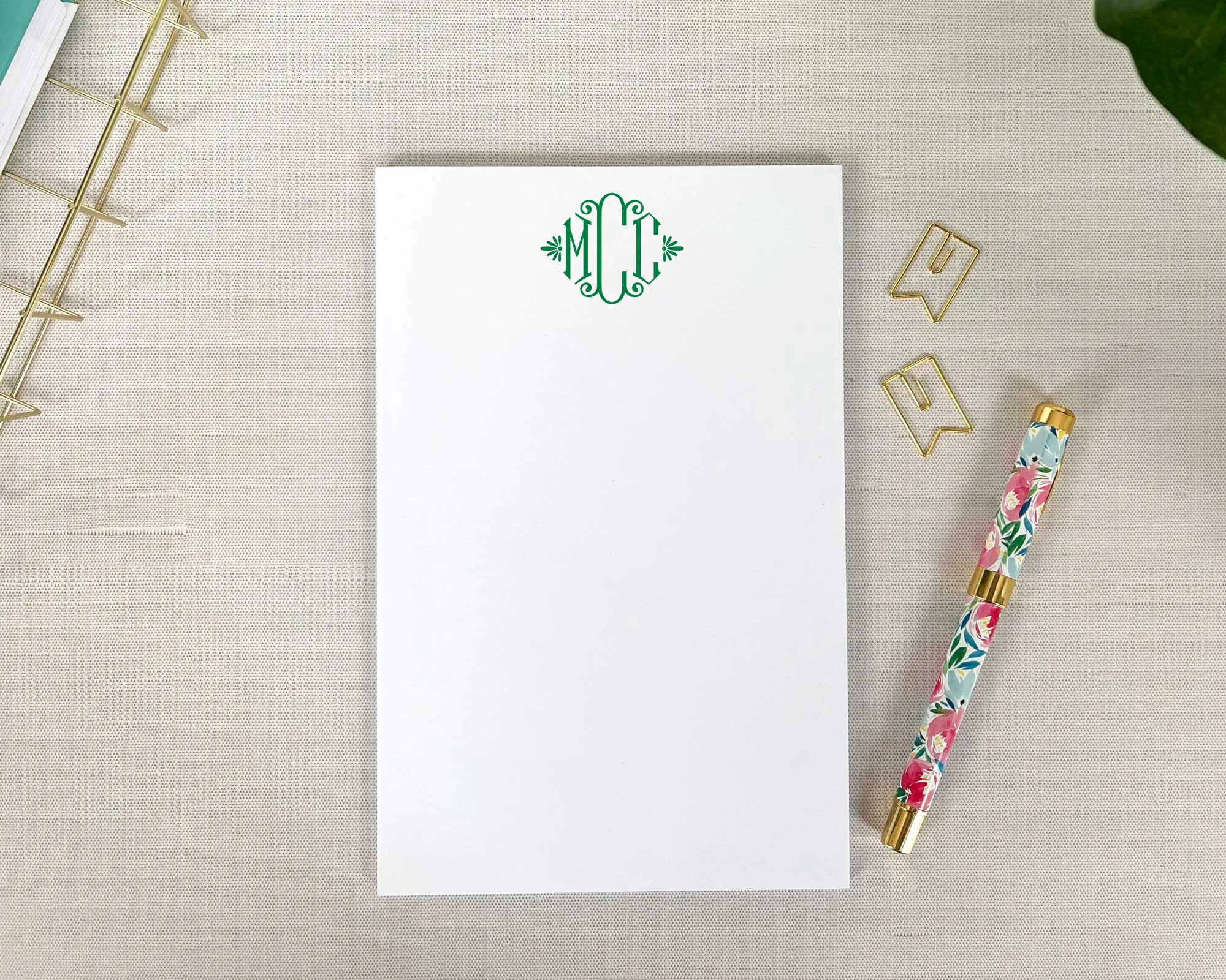 Elegant Three Initial Monogram Notepad