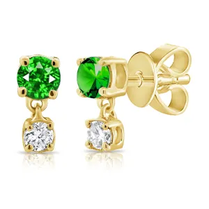 Emerald & Diamond Classic Stud