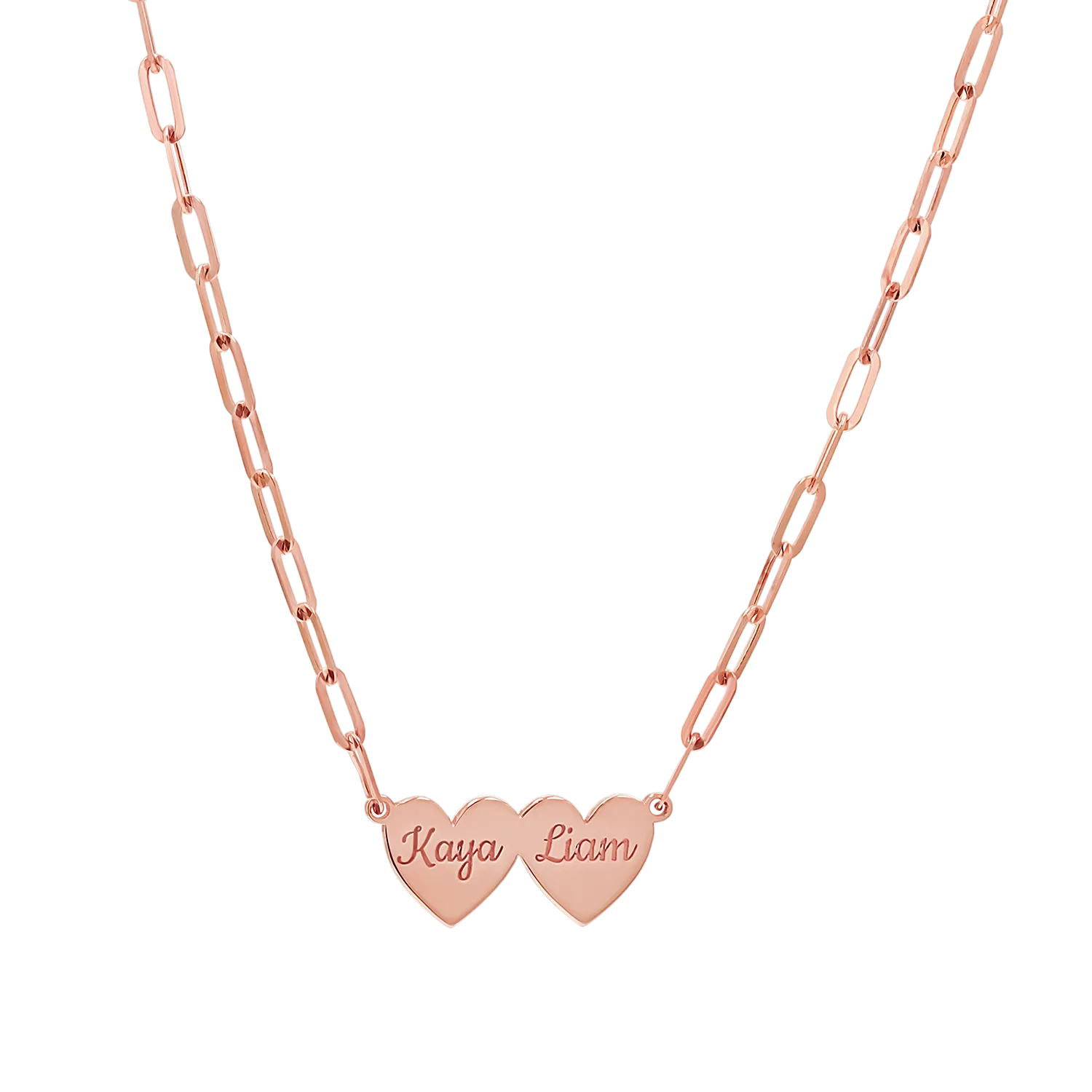 Engravable Multi Heart Paper Clip Necklace