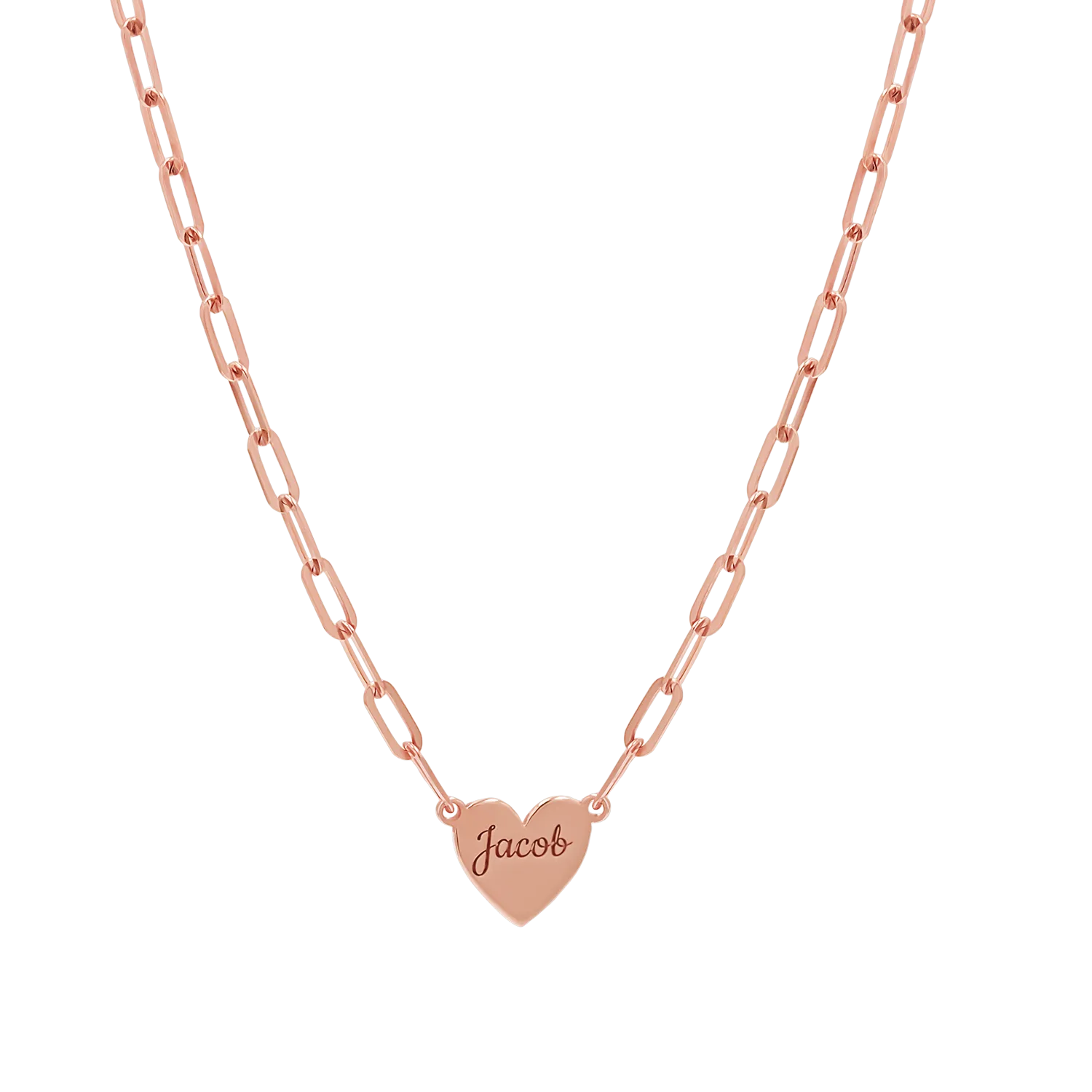 Engravable Multi Heart Paper Clip Necklace