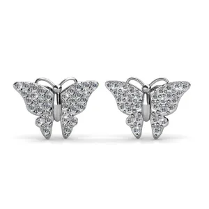 Everlee 18k White Gold Plated Crystal Butterfly Stud Earrings