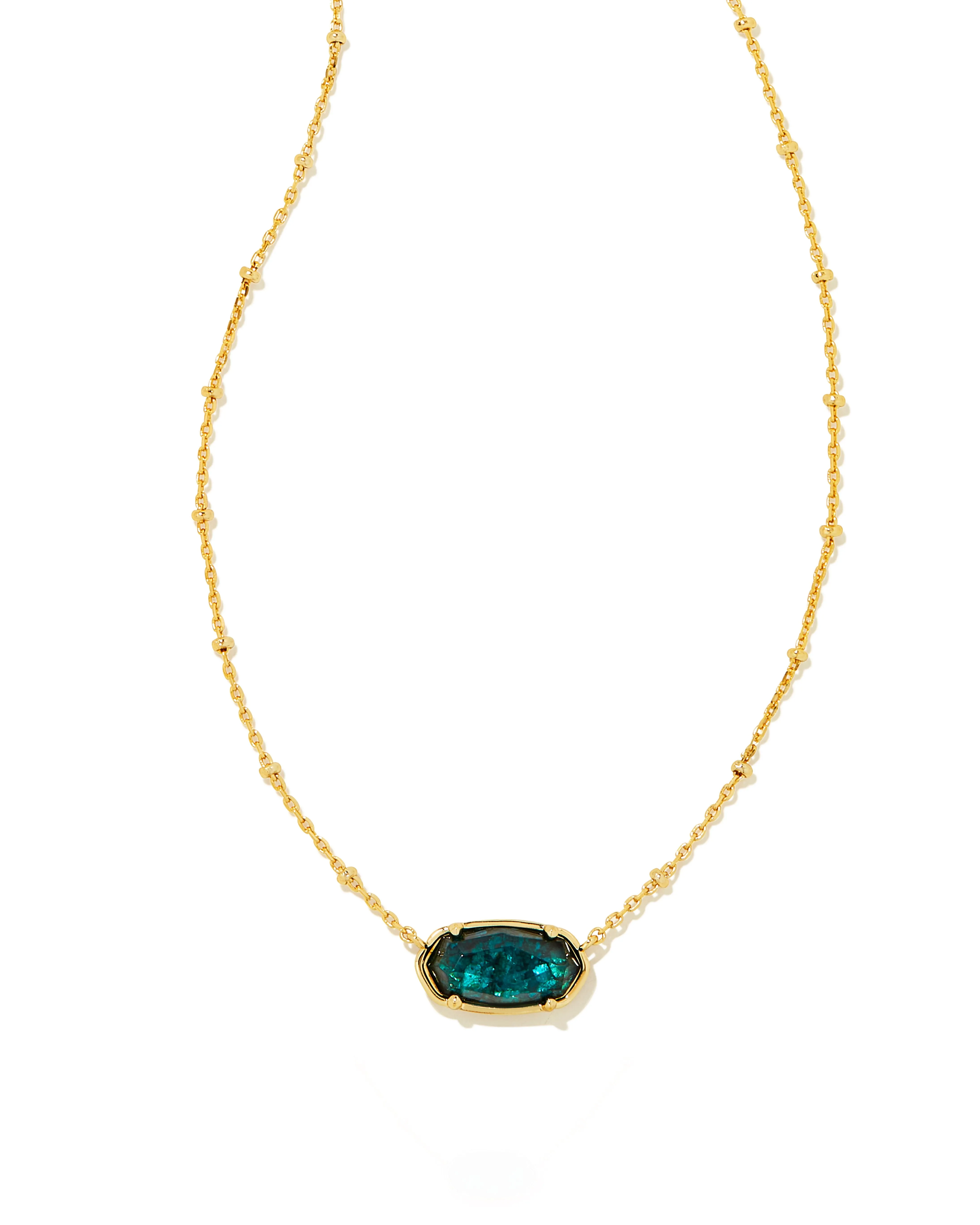 Faceted Elisa Pendant Necklace in Gold Dark Teal Mica