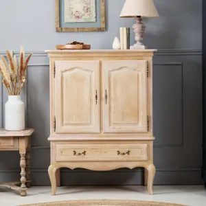 French Oak Whitewash Cupboard with Drawer