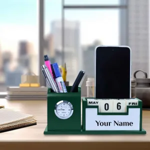 Giftana Personalized Desk organizer - Green Silver