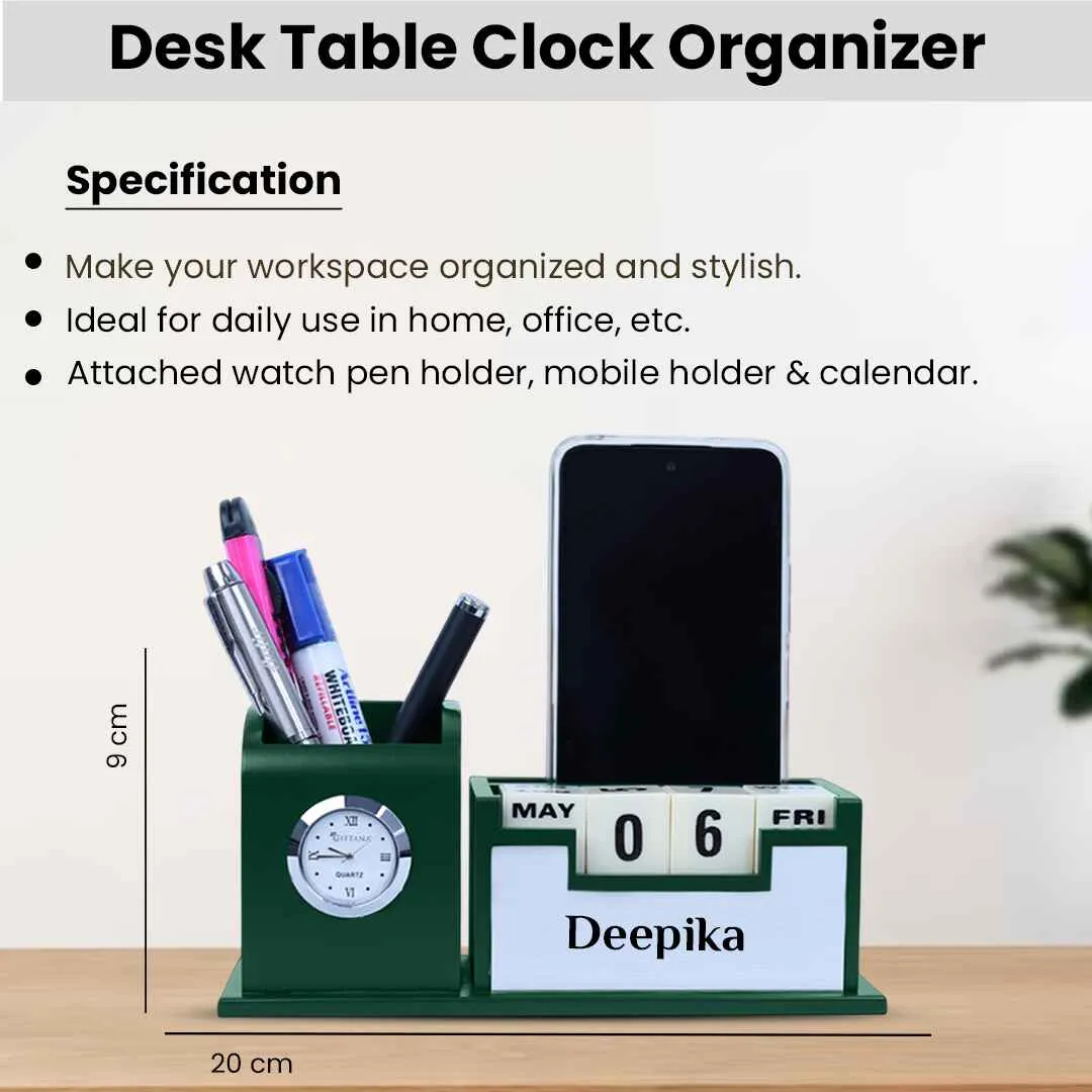 Giftana Personalized Desk organizer - Green Silver