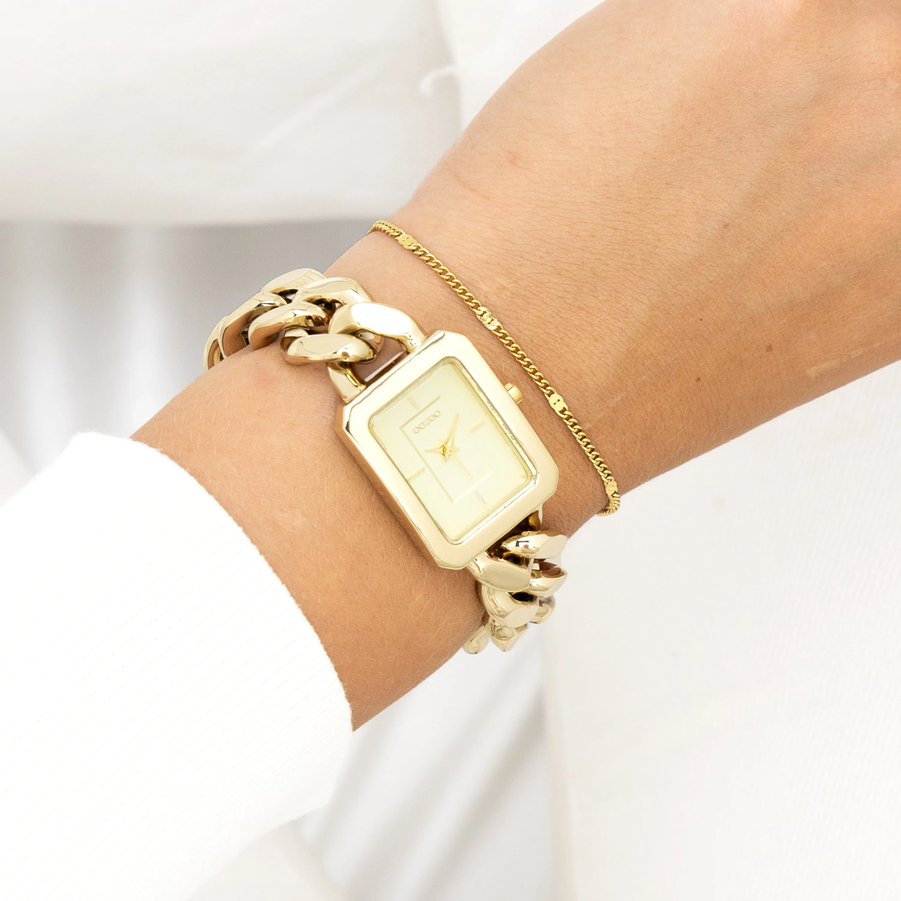 Gold coloured OOZOO watch with gold coloured chain bracelet - C11273