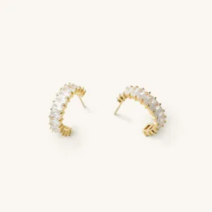 Gold Crystal Shimmer Hoops- Waterproof