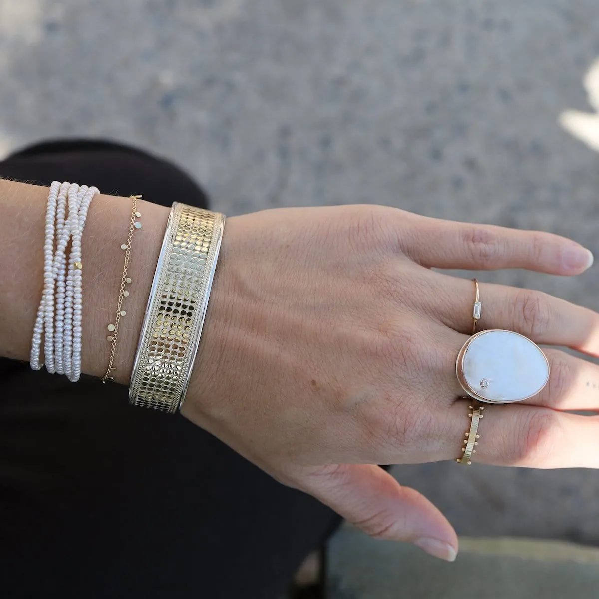 Gold Geometry Mixed Discs Bracelet