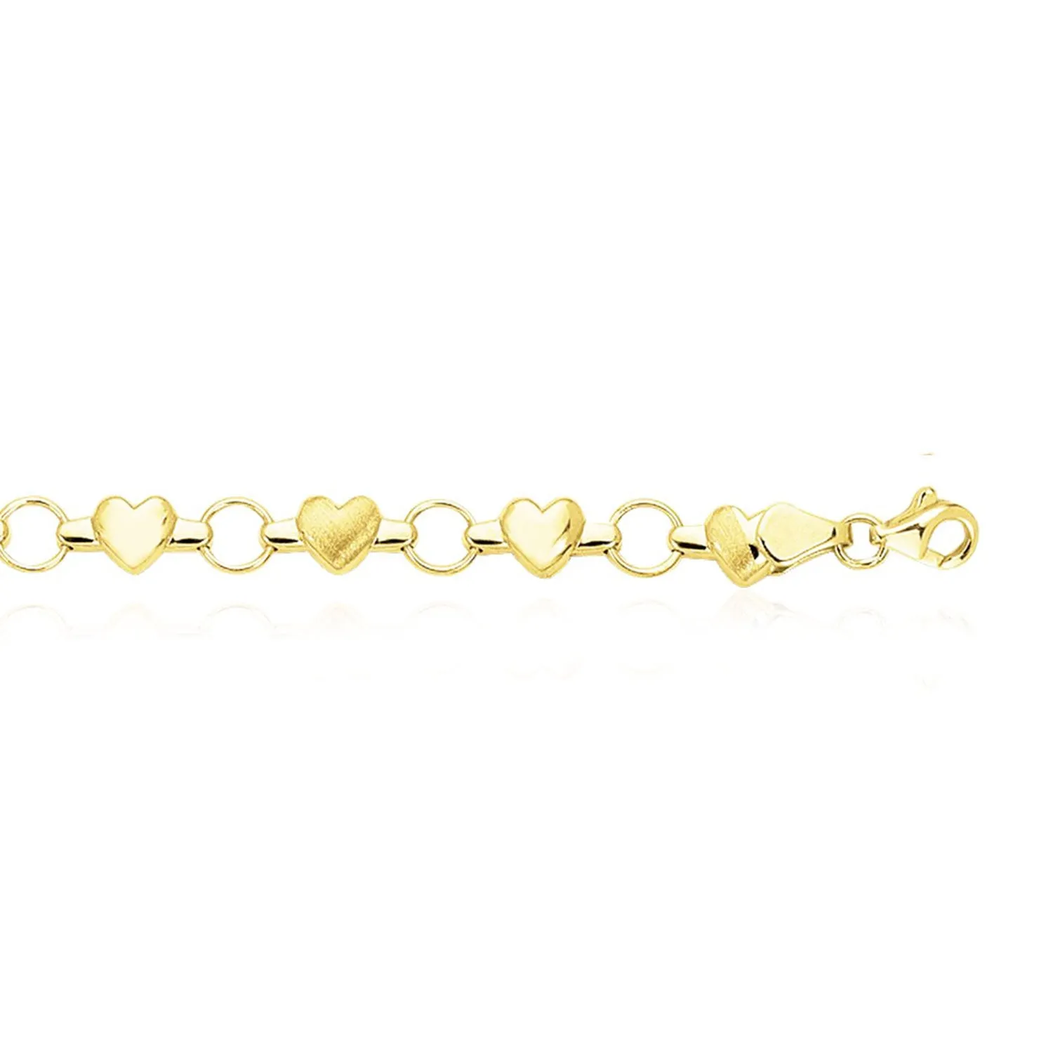 Gold Heart Round Link Bracelet