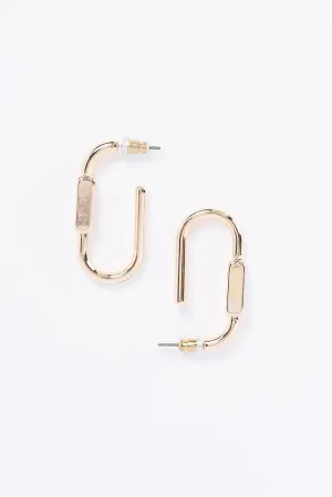 Gold Hooped Clip Dangle Earrings