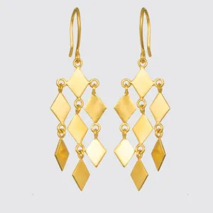 Gold Plated Diamond Shaped Chandelier Earrings