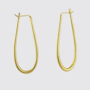 Gold Plated Long Oval Hoop Earrings