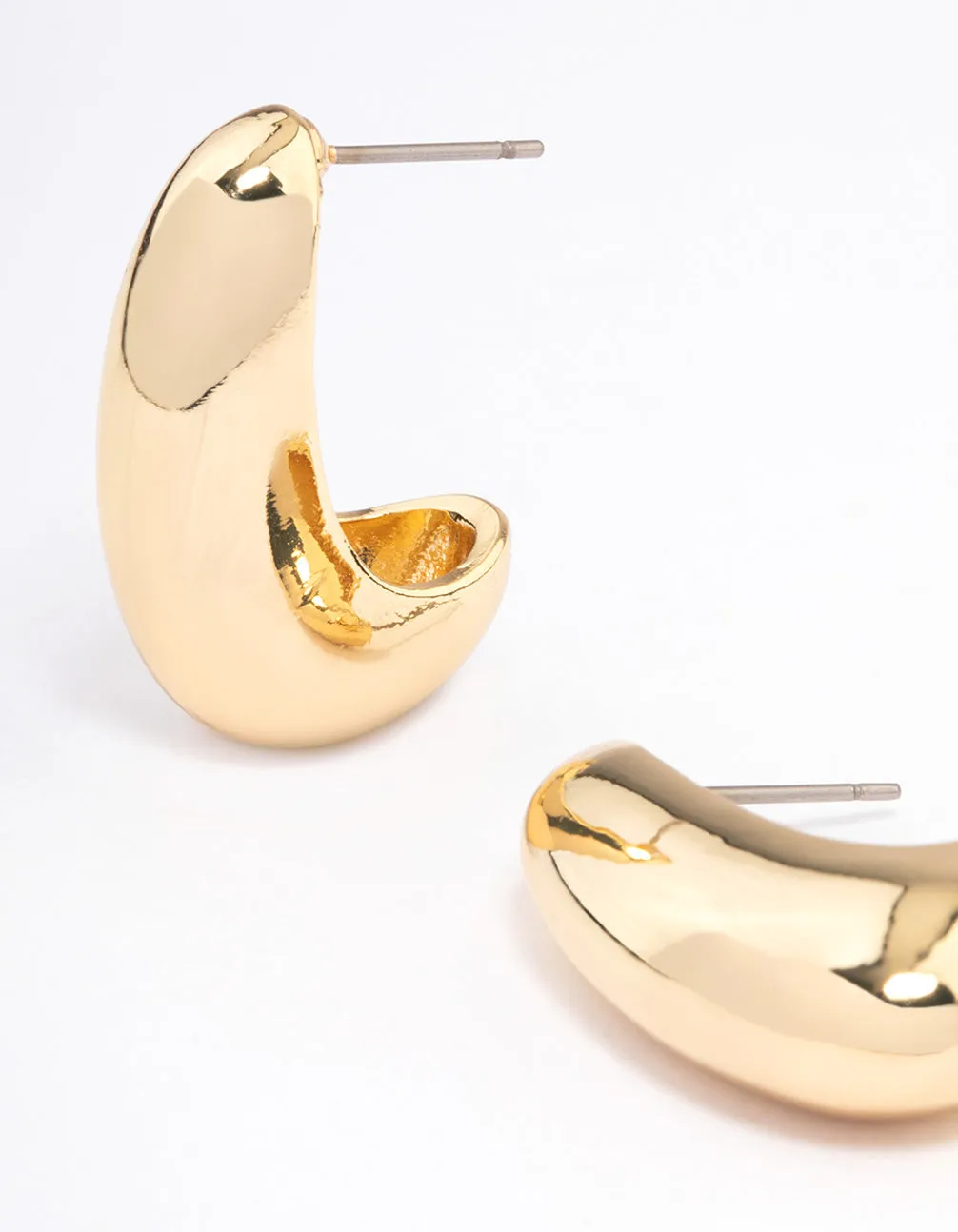 Gold Plated Small Bold Wide Hoop Earrings