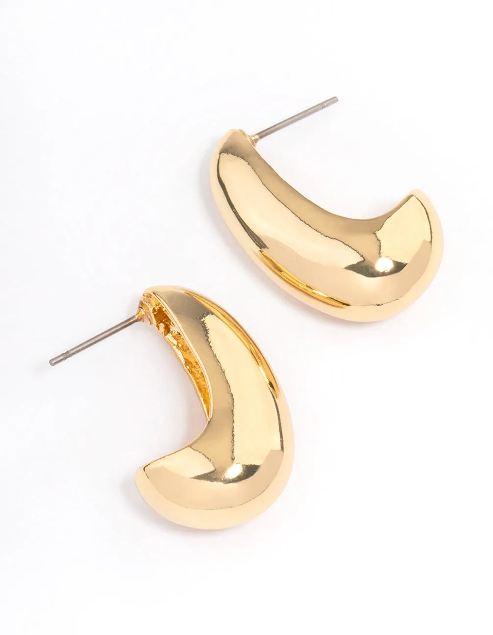 Gold Plated Small Bold Wide Hoop Earrings