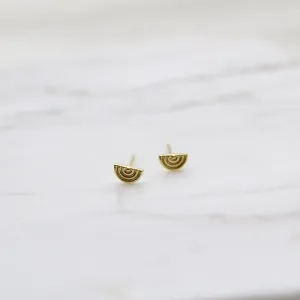 Gold Vermeil Half Circle Concentric Rims Post Earrings