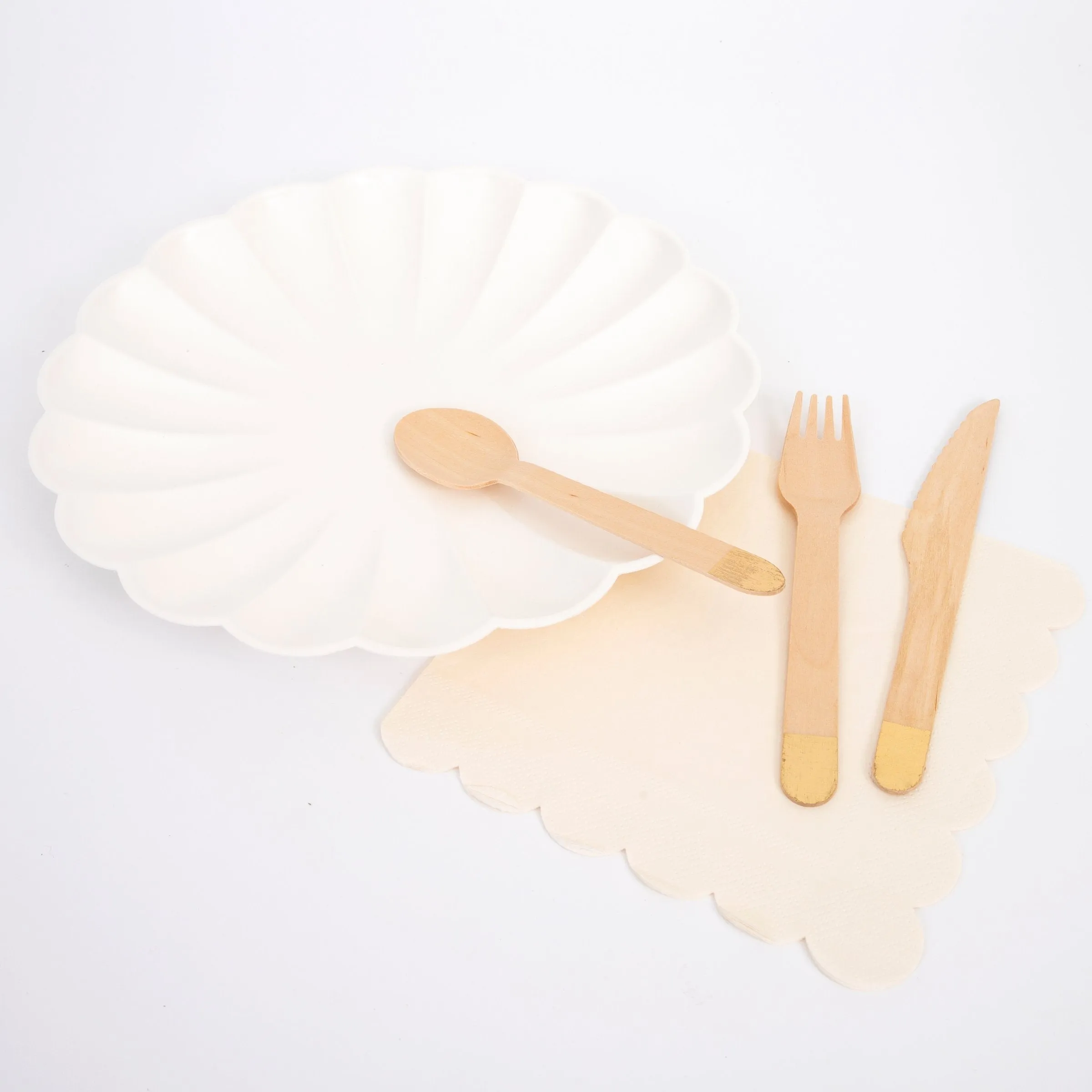 Gold Wooden Cutlery Set (x 24)