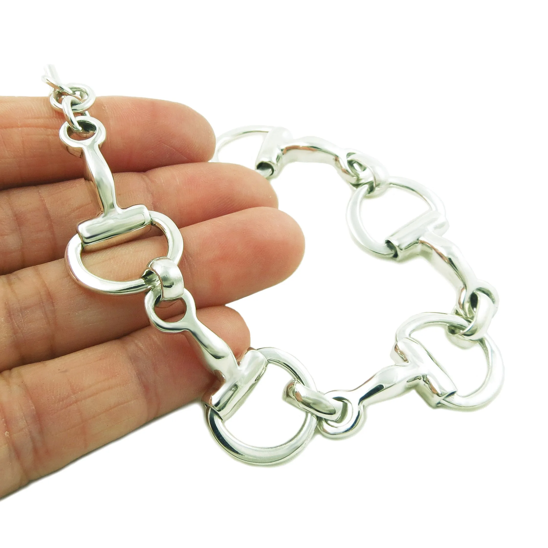 Half Snaffle 925 Sterling Silver Equestrian Horse Riding Tack Bracelet