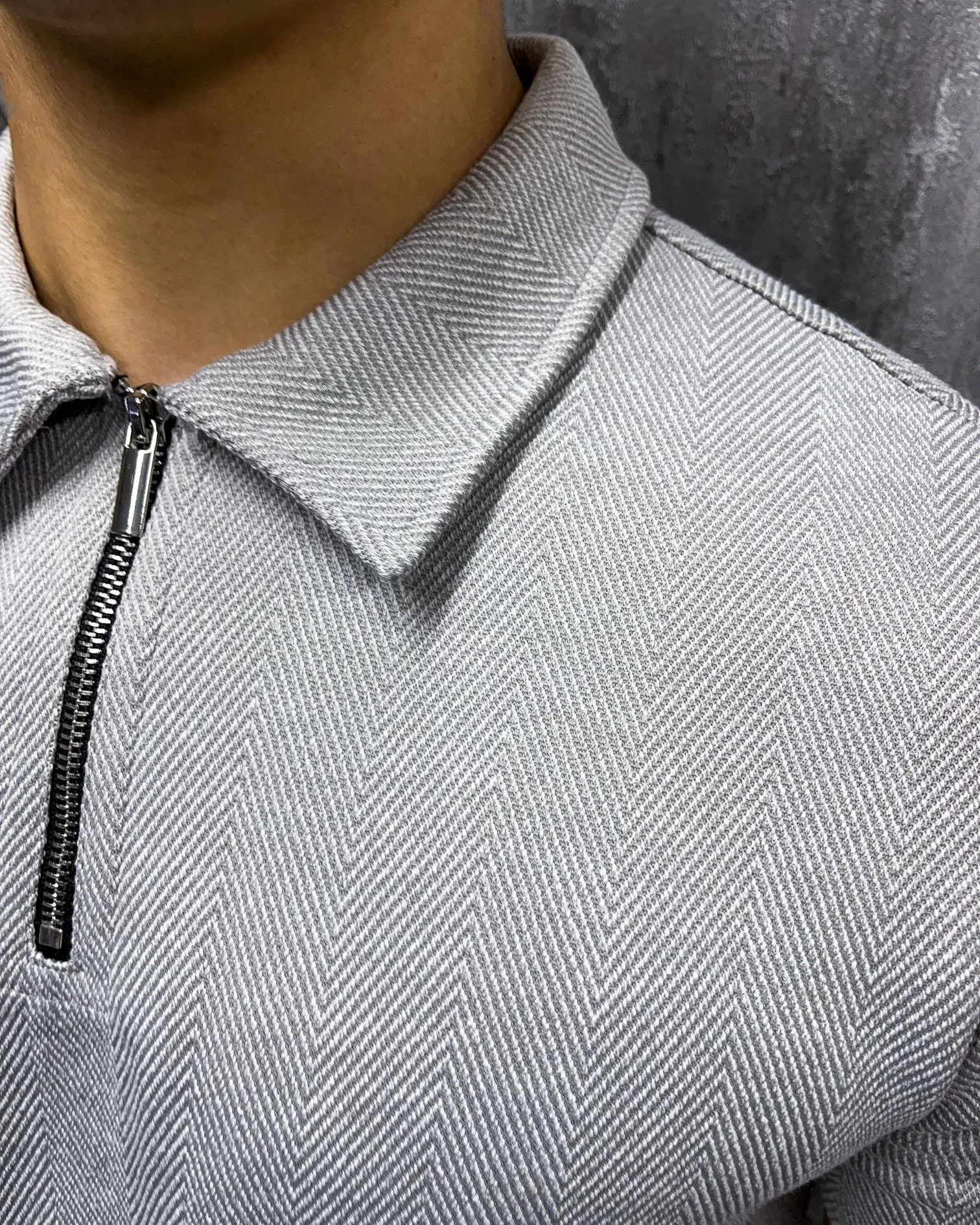 Herringbone classic polo - Grey