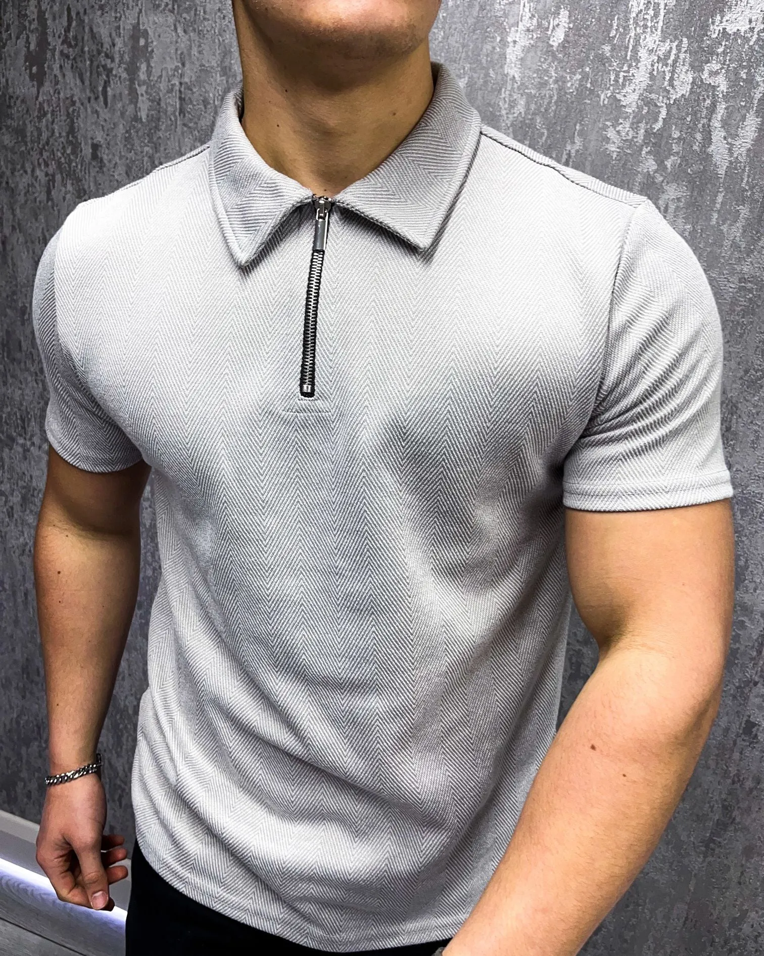 Herringbone classic polo - Grey