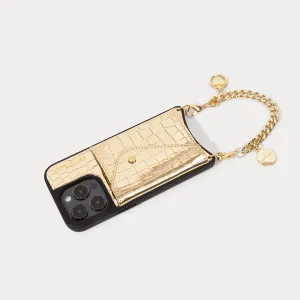 Kelsey Wristlet - Gold Croc/Gold