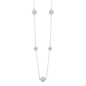 LUCRECIA SILVER LONG NECKLACE FIVE SPHERES FILIGREE