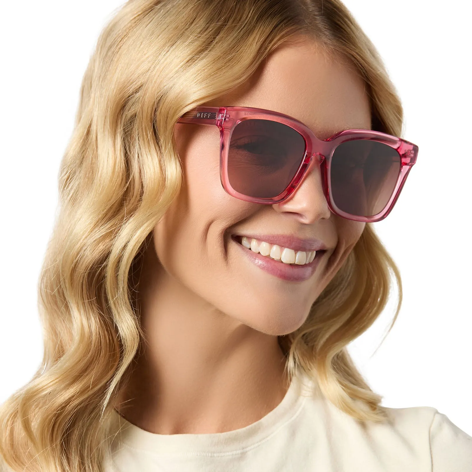 MEREDITH - CANDY PINK CRYSTAL   BROWN GRADIENT SUNGLASSES