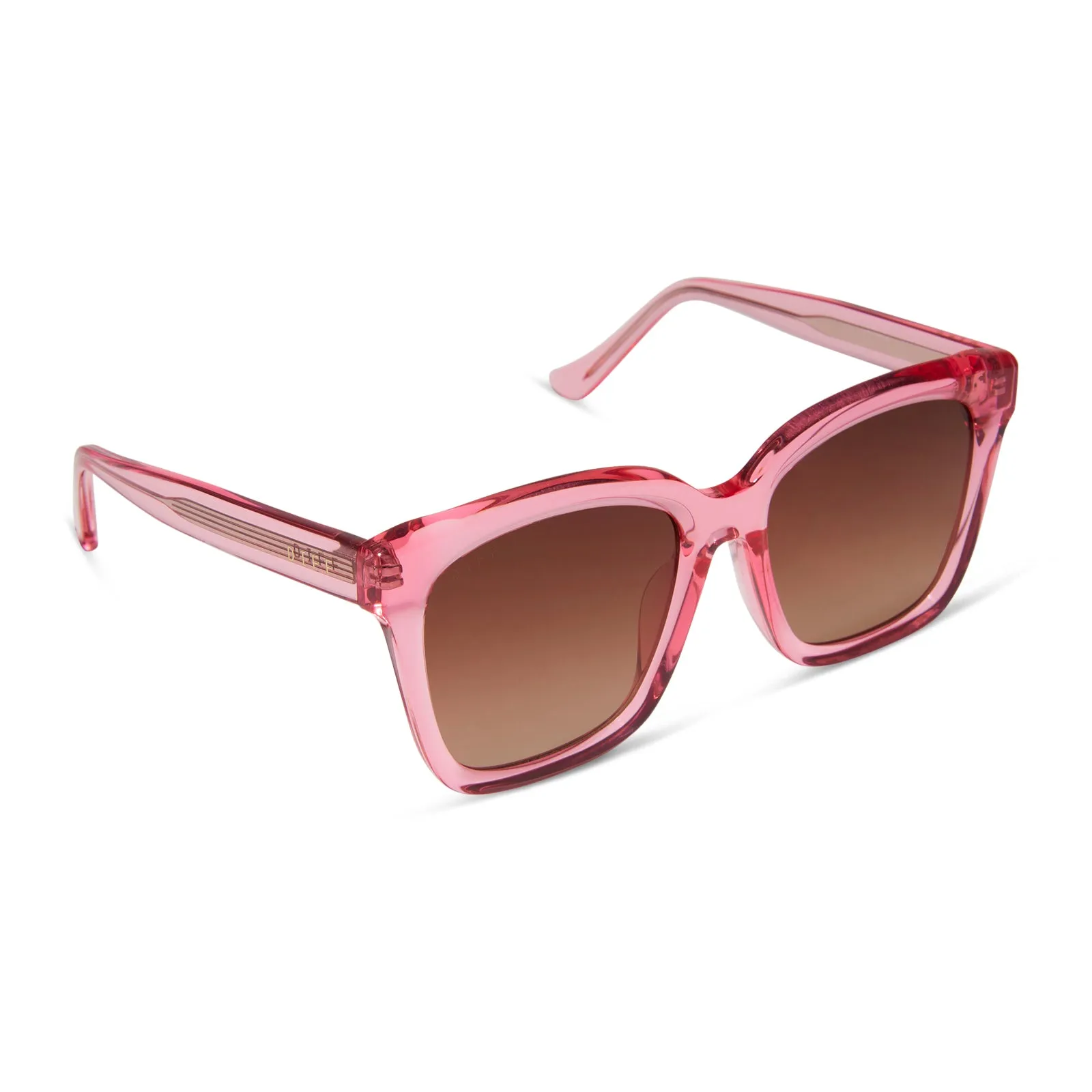 MEREDITH - CANDY PINK CRYSTAL   BROWN GRADIENT SUNGLASSES