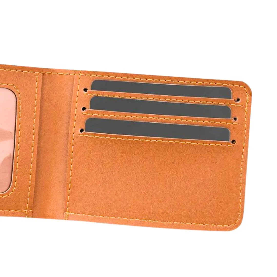 Navy Charm Personalized Vegan Leather Wallet with Name - Tan