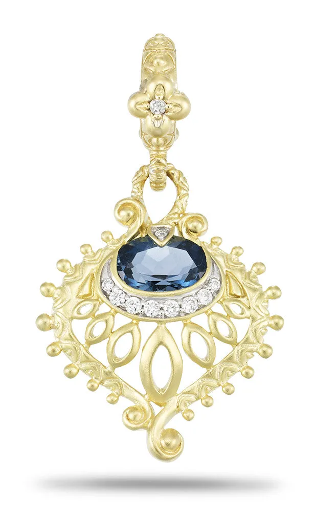 Non-opening bail. Black Friday Special Offer. Peacock Charm – London Blue Topaz & Diamond.50% non-refundable deposit