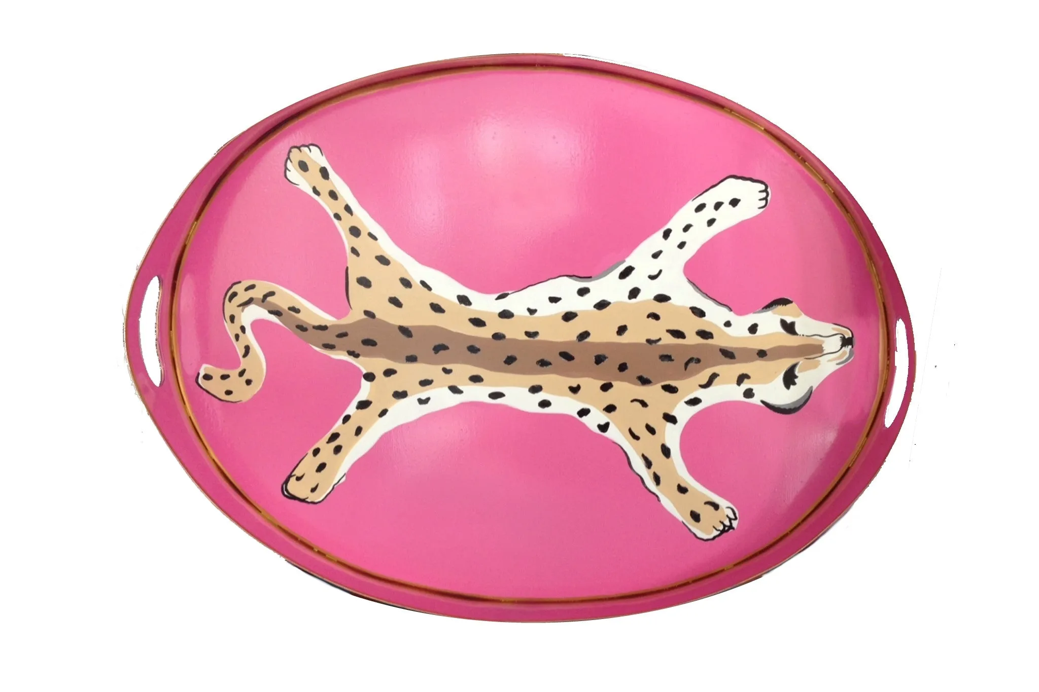 Oval Leopard Tray in Pink Leopard