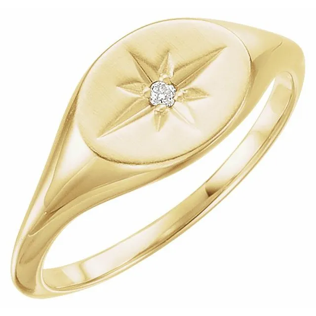 Oval Starburst Signet Ring