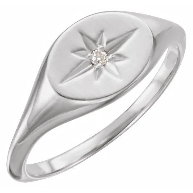 Oval Starburst Signet Ring