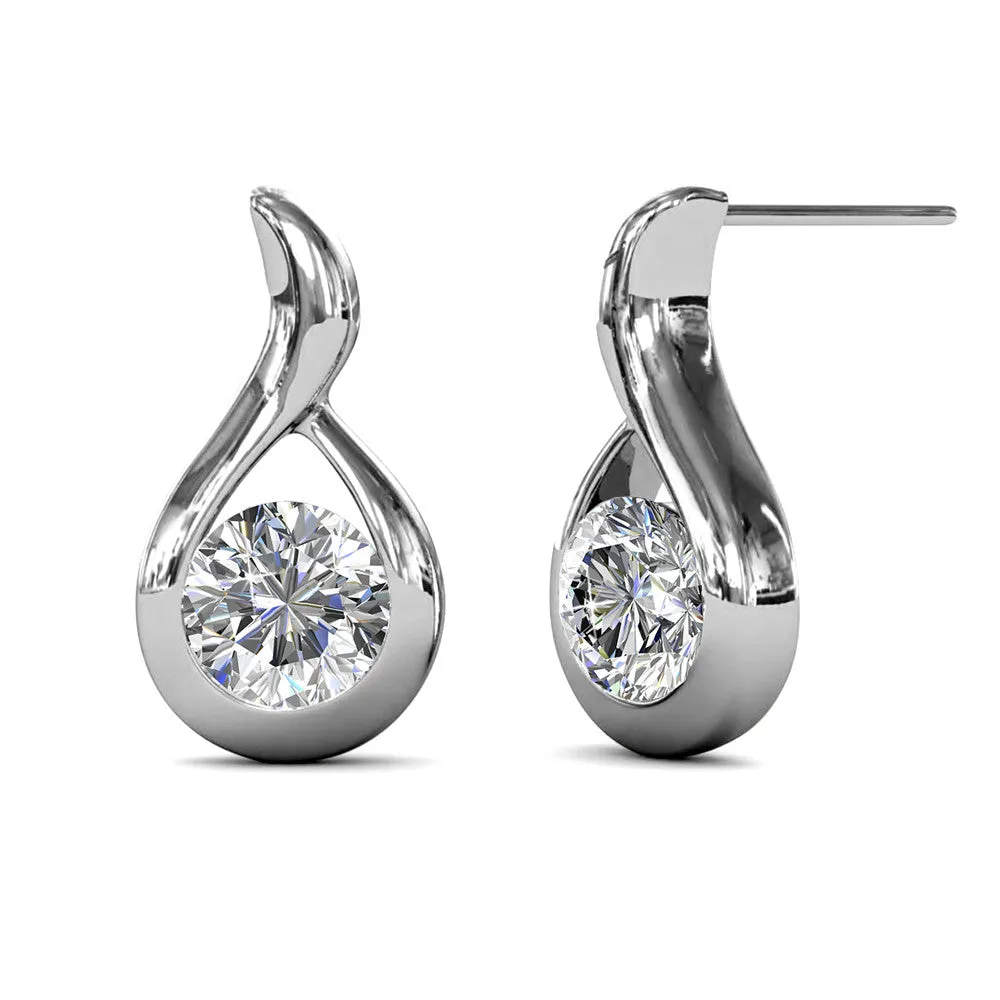 Parker 18k White Gold Plated Teardrop Stud Earrings with Swarovski Crystal