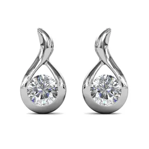 Parker 18k White Gold Plated Teardrop Stud Earrings with Swarovski Crystal