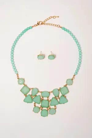 Penelope Statement Necklace Set - Mint