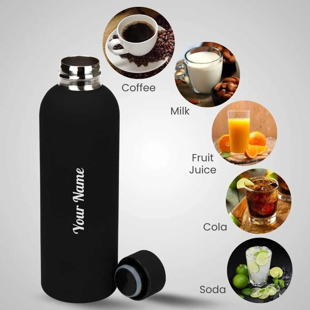 Personalized Flask & Tumbler Gift Set with 16 Pcs Ferrero Rocher - Black