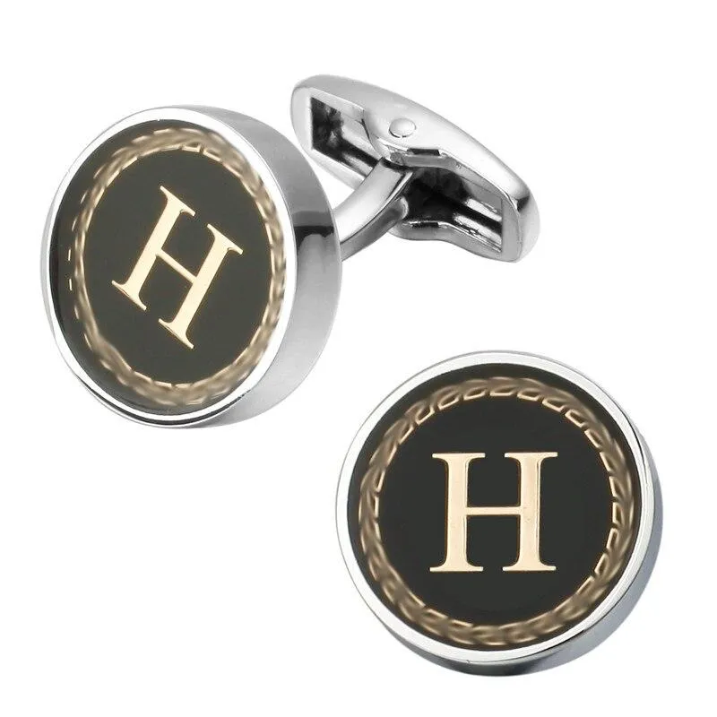 Personalized Monogram Black Cufflinks