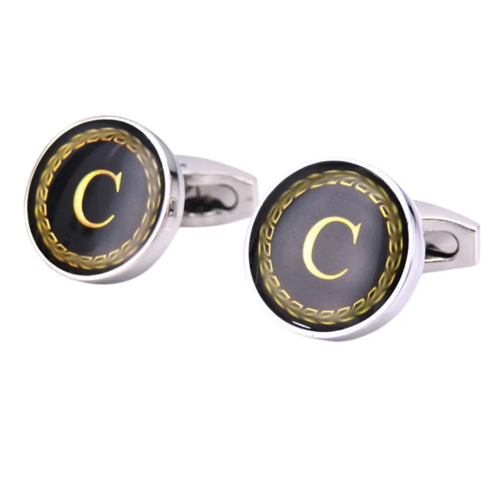 Personalized Monogram Black Cufflinks