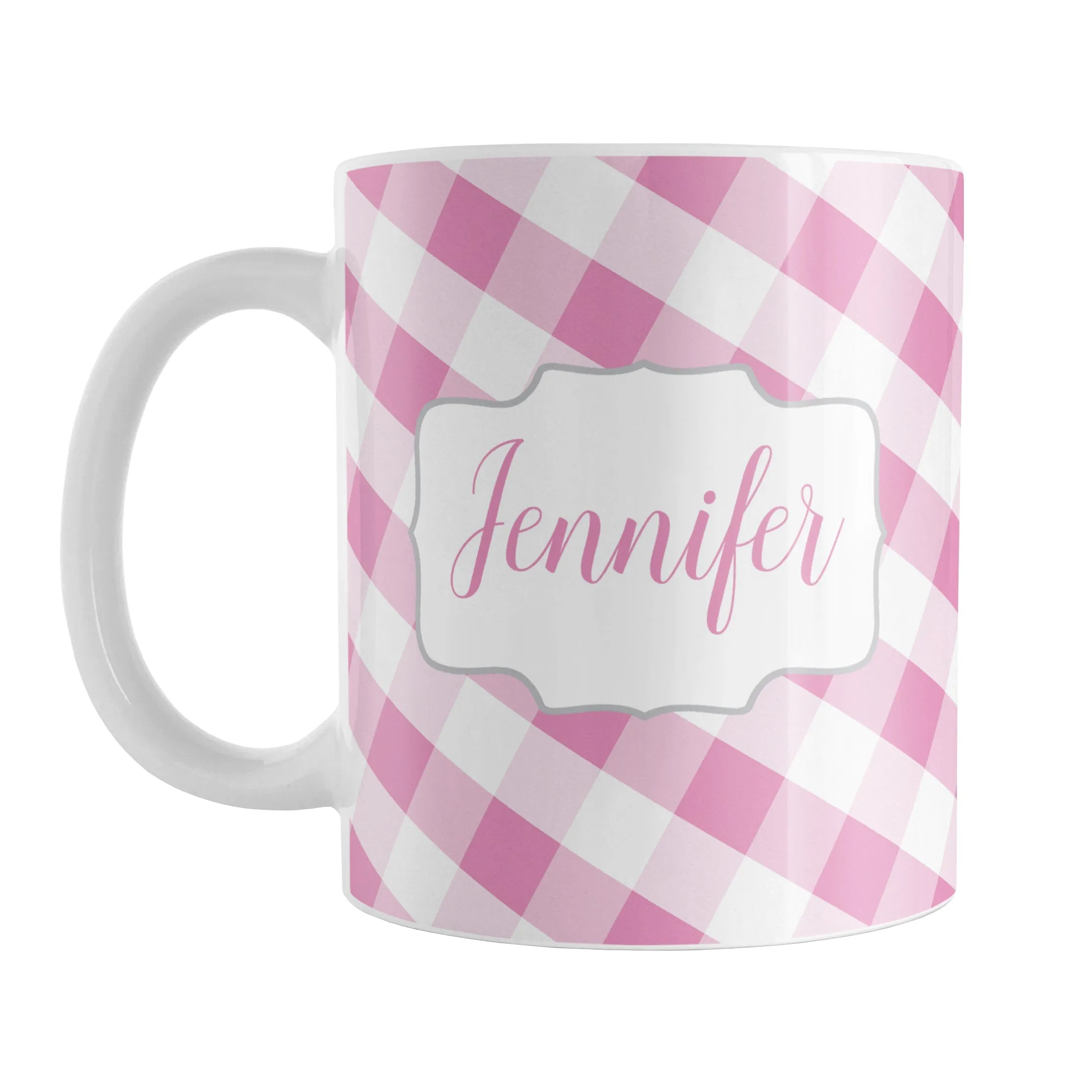 Personalized Pink Gingham Mug