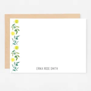 Personalized Stationery Notecards | Lemon Border Set