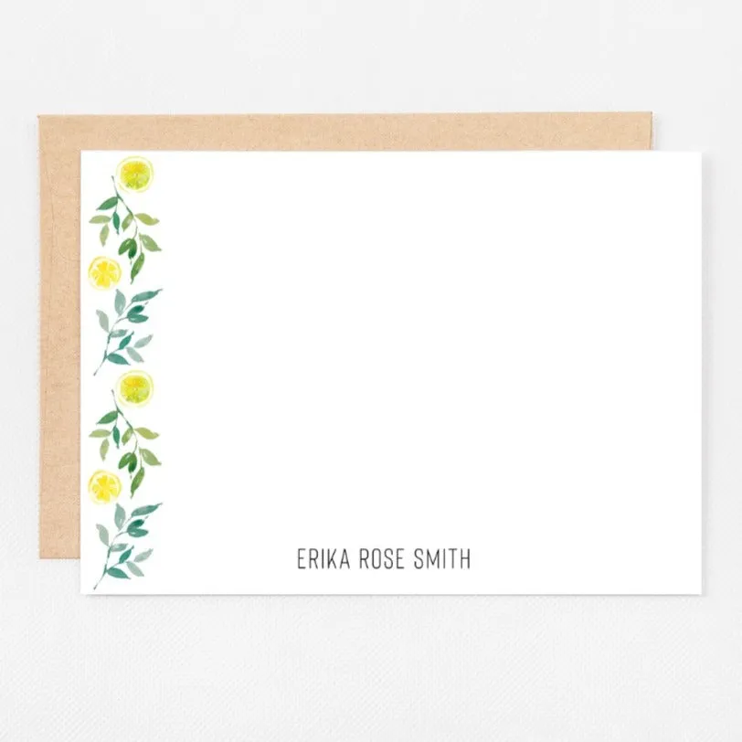 Personalized Stationery Notecards | Lemon Border Set