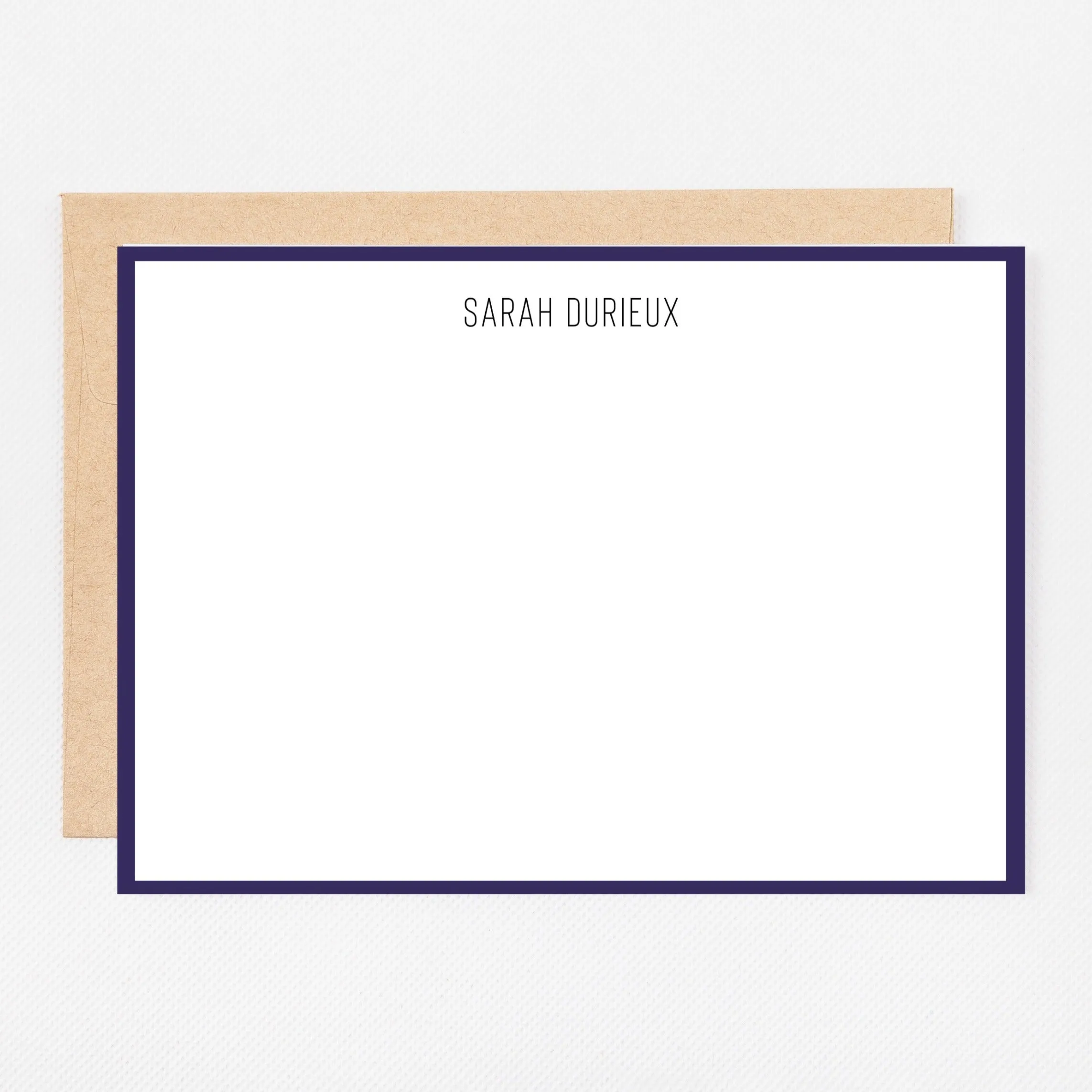 Personalized Stationery Notecards | Navy Trim Set