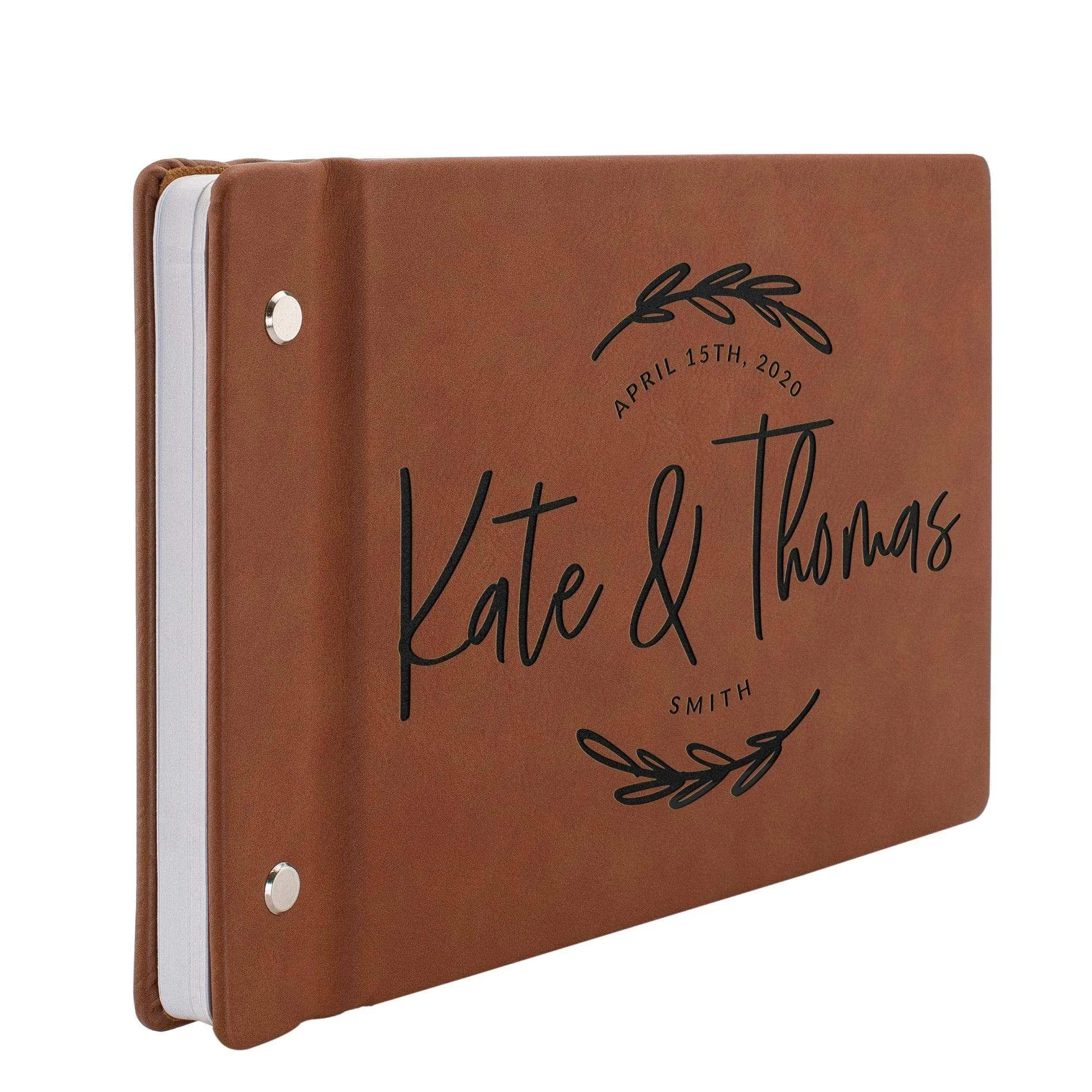 Personalized Wedding Guest Book - Custom Oval Floral Design Guest Book